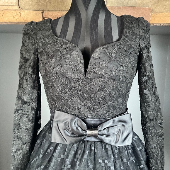 VTG Jessica McClintock Gunne Sax WEDNESDAY Halloween Costume Black Junior 7/8 - Picture 3 of 12